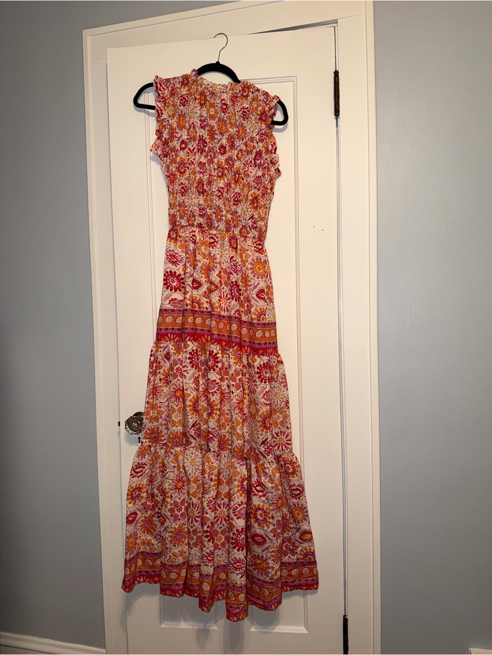 Avara Sleeveless Floral Maxi Dress in Pink and Orange